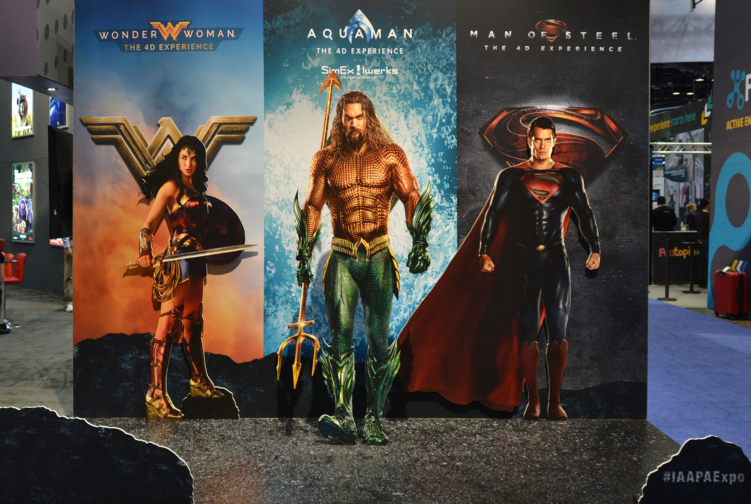 Photo opportunity with Wonder Woman, Aquaman, and Superman close crops